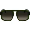Victoria Beckham Chain Core Wire 53mm Gradient Modified Rectangular Sunglasses In Transparent Green