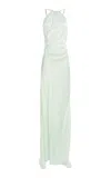 Victoria Beckham Chain Detail Halter Gown In Green