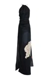 Victoria Beckham Chain Detail Halter Gown In Black