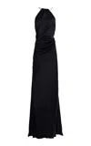 Victoria Beckham Chain Detail Halter Gown In Black