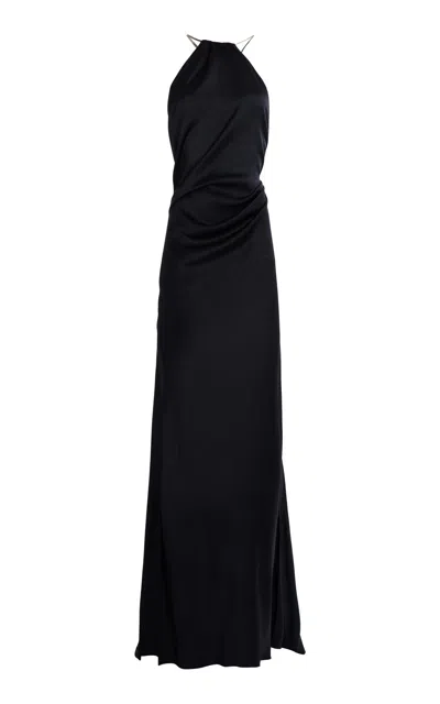 Victoria Beckham Chain Detail Halter Gown In Black
