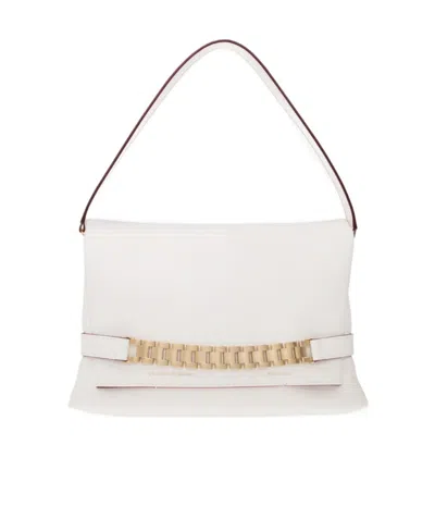 Victoria Beckham Chain-detailed Foldover Top Shoulder Bag In White