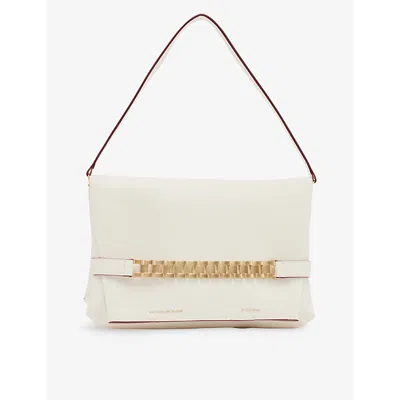 Victoria Beckham Chain-embellished Leather Shoulder Bag In White