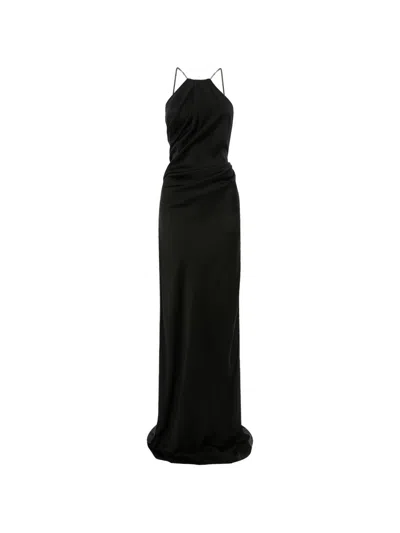 Victoria Beckham Chain Halter Gown In Black