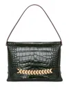 Victoria Beckham Chain Pouch Crocodile-effect Clutch Bag In Green