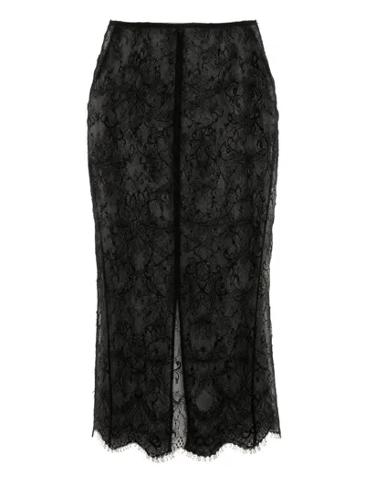 Victoria Beckham Chantilly-lace Midi Skirt In Black