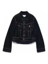 Victoria Beckham Contrast Stitching Cropped Denim Jacket In Blue
