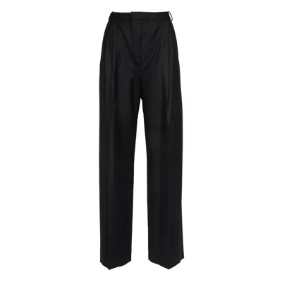 Victoria Beckham Charlee High Waisted Pleated Straight Leg Pants In Black