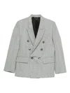 Victoria Beckham Check Wool Double-breasted Tailored Jacket Clothing In Gray