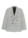 Victoria Beckham Check Wool Double-breasted Tailored Jacket Clothing In Gray