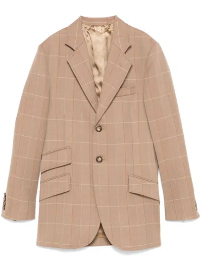 Victoria Beckham Checked Blazer In Brown