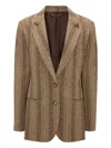 Victoria Beckham Checked Tailored Jacket In Brown