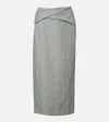 Victoria Beckham Checked Virgin Wool Midi Skirt In Gray