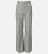 Victoria Beckham Checked Virgin Wool Straight Pants In Gray