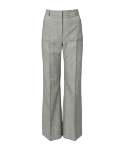 Victoria Beckham Checked Virgin Wool Straight Pants In Gray
