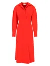 Victoria Beckham Knee Length Dress Long Sleeves In Red
