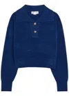 Victoria Beckham Chenille Knit Polo Jumper In Blue