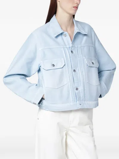 Victoria Beckham Denim Jacket With Chest Pockets And Collar In Blue