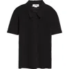 Victoria Beckham Chevron Pointelle Polo Sweater In Black