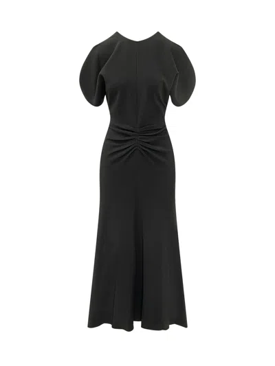 Victoria Beckham Chic Midi Gathered Suit In Black