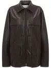 Victoria Beckham Chore Leather Jacket In Brown