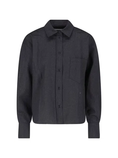 Victoria Beckham Classic Button-down Shirt With Embroidered Initials In Black
