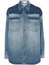 Victoria Beckham Denim Oversized Solid Shirt In Brown