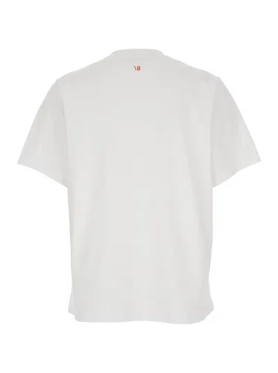 Victoria Beckham White Crewneck T-shirt With Slogan Print On The Front In Cotton Woman