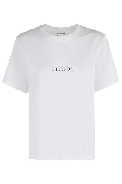 Victoria Beckham Classic Fit Slogan T-shirt In White