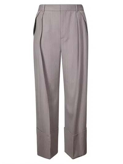 Victoria Beckham Classic High-waisted Wool Trousers With Pleats In Gray