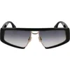 Victoria Beckham Classic Logo 57mm Gradient Modified Rectangular Sunglasses In Black