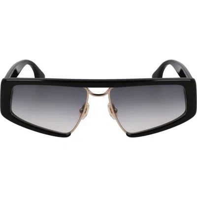 Victoria Beckham Classic Logo 57mm Gradient Modified Rectangular Sunglasses In Black