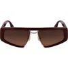 Victoria Beckham Classic Logo 57mm Gradient Modified Rectangular Sunglasses In Wine