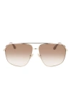 Victoria Beckham Classic V 61mm Aviator Sunglasses In Gold Choccolate