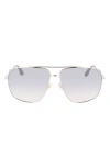 Victoria Beckham Classic V 61mm Aviator Sunglasses In Silver