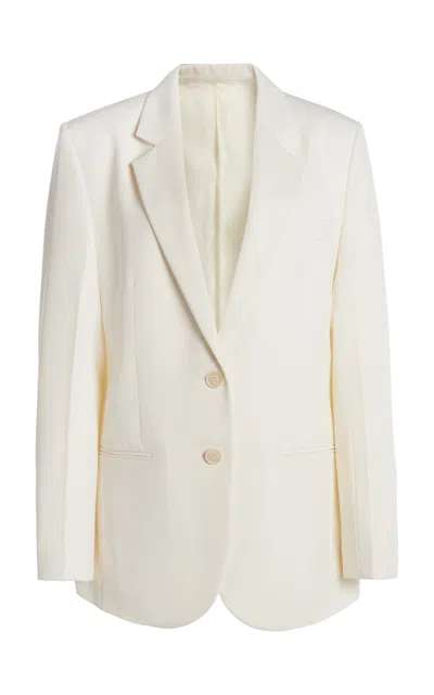 Victoria Beckham Classic Wool Blend Blazer In Ivory