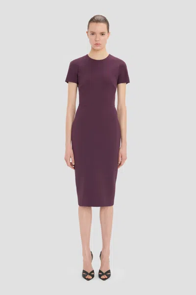 Victoria Beckham Short-sleeved Crewneck Dress In Black