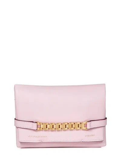 Victoria Beckham Clutch Mini Chain Pouch With Long Strap  In Rosa