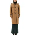 Victoria Beckham Hooded Long Length Structured Coat In Brown