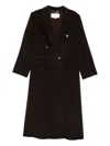 Victoria Beckham Double-breasted Long Coat With Tailored Silhouette In Brown