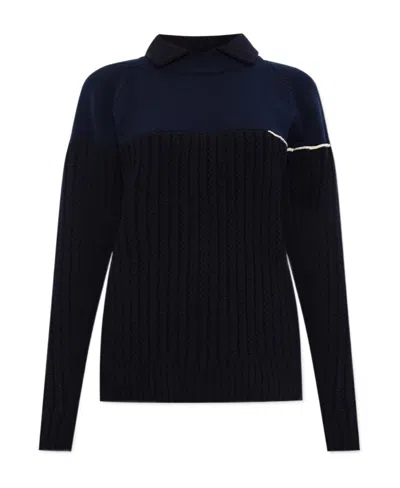 Victoria Beckham Collar Detail Wool Jumper In Black