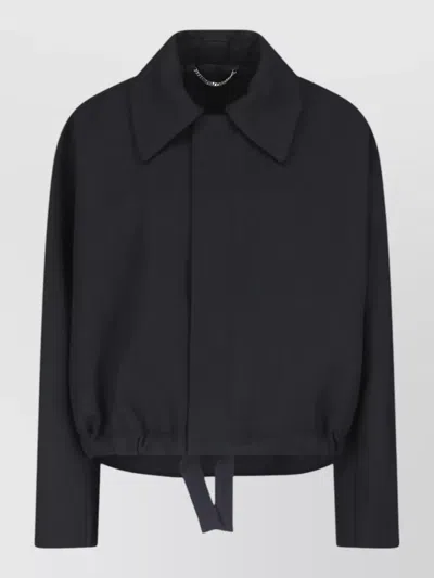 Victoria Beckham Collared Coat Long Sleeves Elasticated Hem In Black