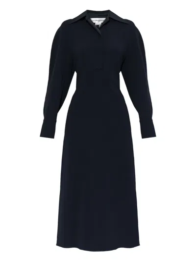 Victoria Beckham Collared Long-sleeve Dress In Black