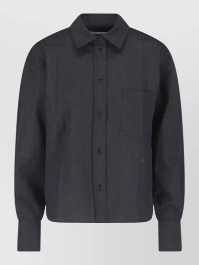 Victoria Beckham Collared Neck Jacket Chest Pocket Long Sleeves In Gray