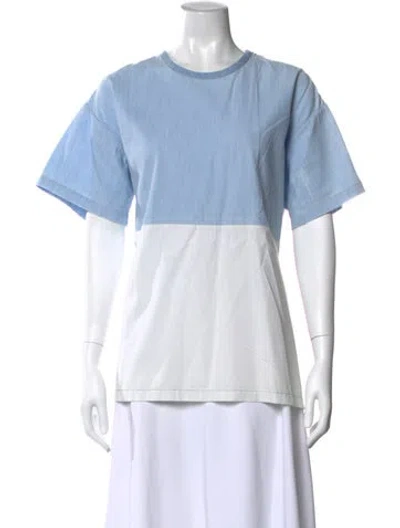 Pre-owned Victoria Beckham Colorblock Pattern Crew Neck T-shirt In Blue