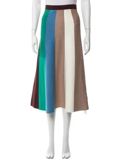 Pre-owned Victoria Beckham Colorblock Pattern Midi Length Skirt In Green