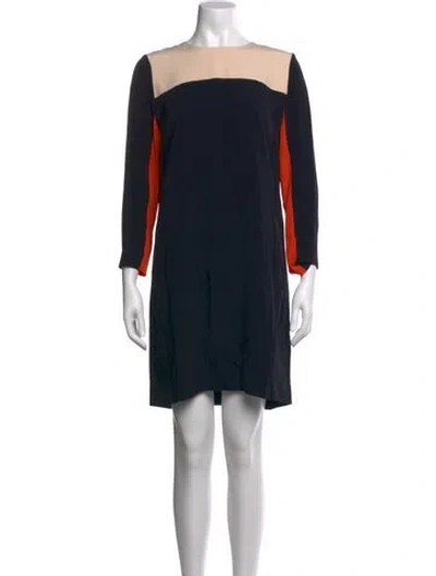 Pre-owned Victoria Beckham Colorblock Pattern Mini Dress In Blue