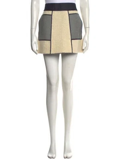 Pre-owned Victoria Beckham Colorblock Pattern Mini Skirt In White