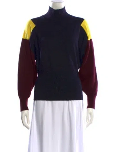 Pre-owned Victoria Beckham Colorblock Pattern Mock Neck Sweater In Multi