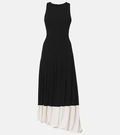 Victoria Beckham Draped Midi Dress In Black